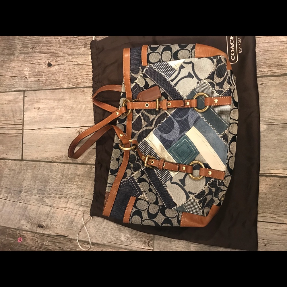 Denim Coach Tote with wallet